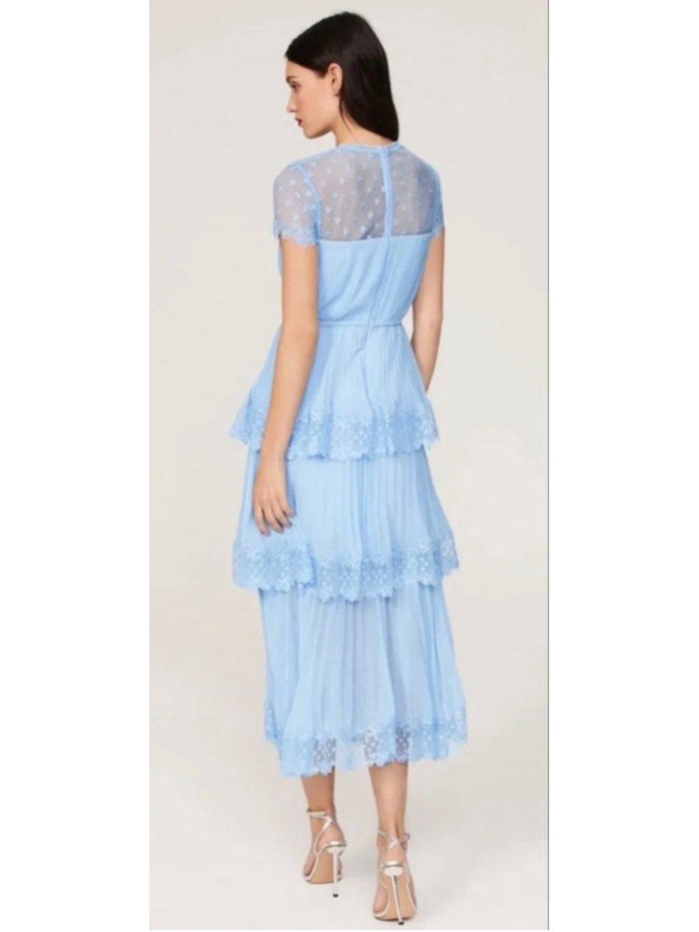 Self Portrait Light Blue Tiered Midi Dress US Size 8 $695 - Picture 4 of 5